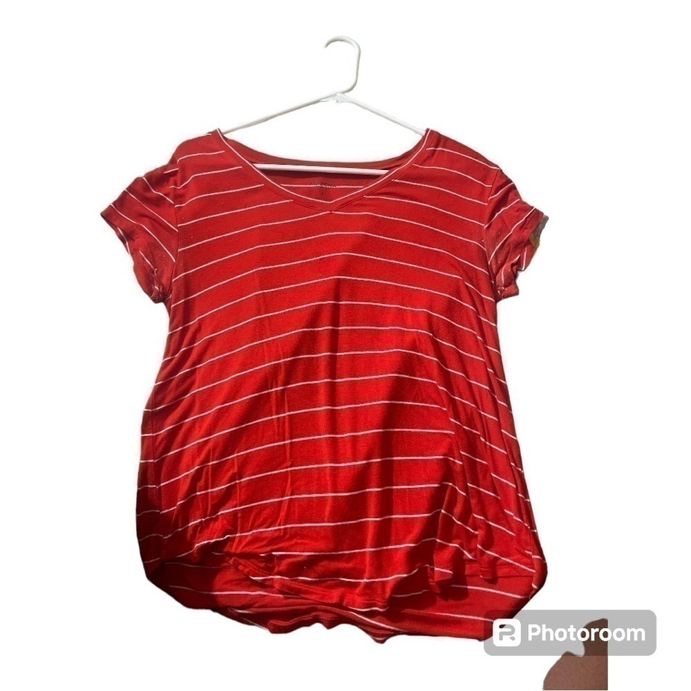 Arizona Jean Co red and white striped shirt